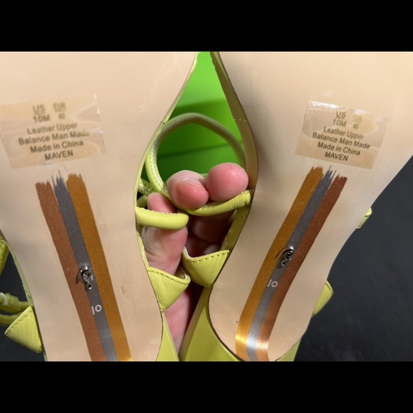 Sam Edelman Maven Strappy Leather Padded Heels Shoes Kiwi Green Womans 10M - Picture 13 of 16